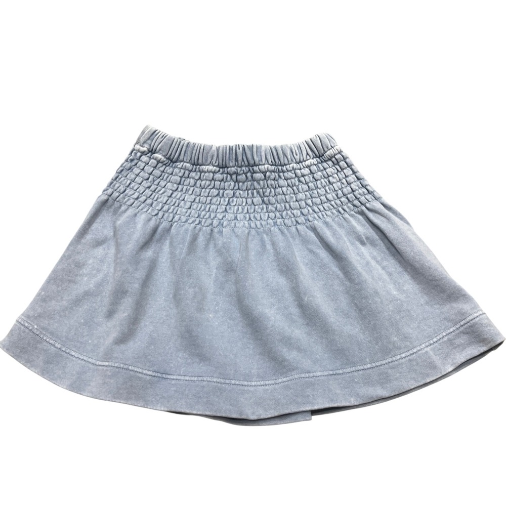 Aerie Light Blue Smocked Waist‎ Mini Skirt Acid Wash Jersey Knit XS
